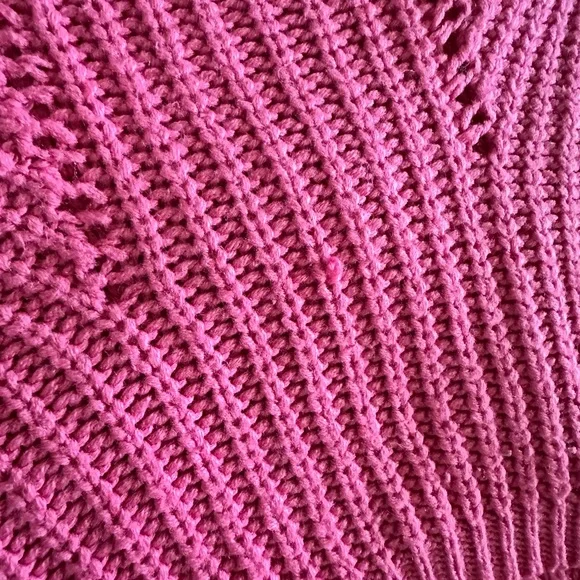 Hippie Rose Bright Hot Pink Knit V-Neck Sweater - Picture 6 of 8